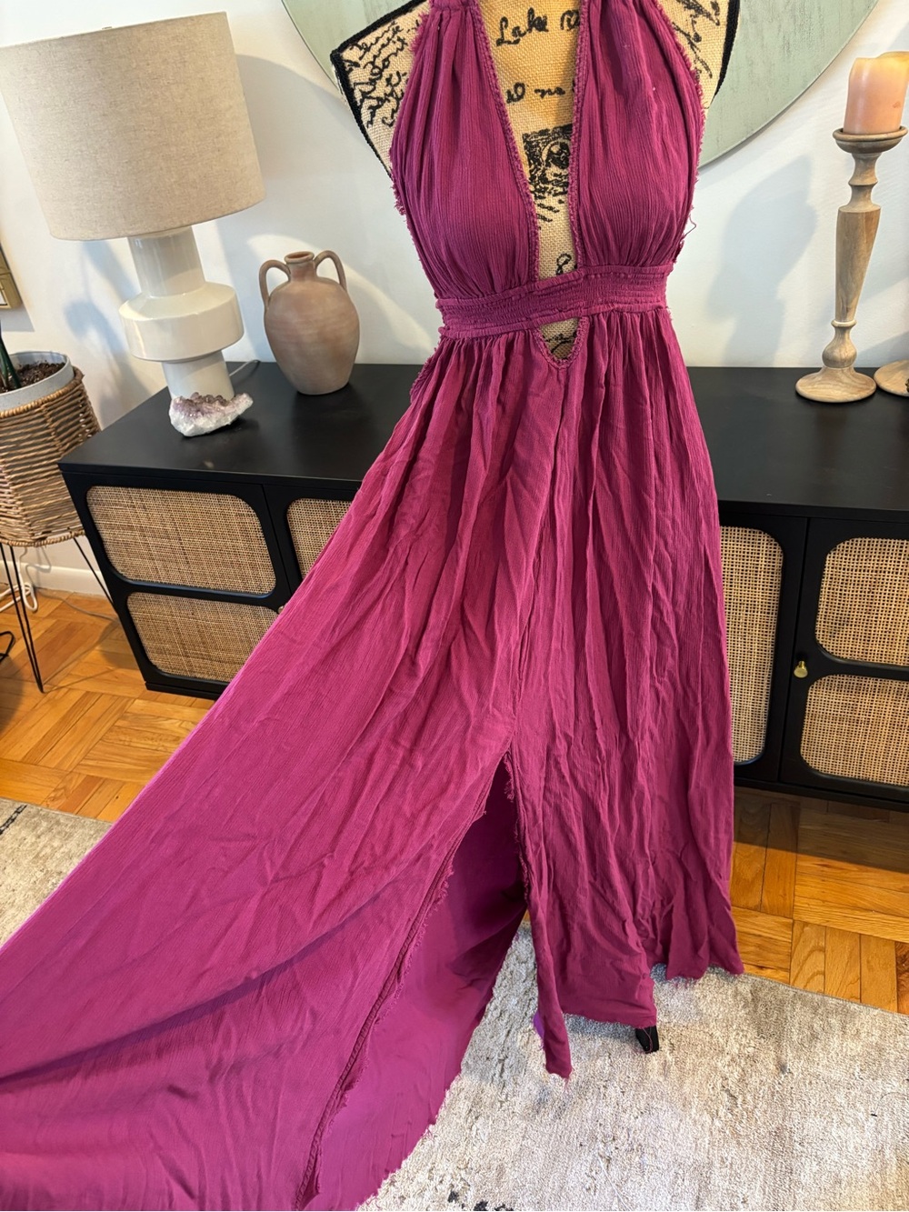 Free People Deep Magenta Halter Maxi Dress - Picture 2 of 7